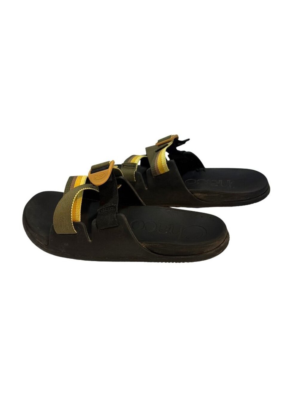 Chaco Chillos Adjustable Slide Sandals Black & Yellow Straps Size W11 - Picture 4 of 7